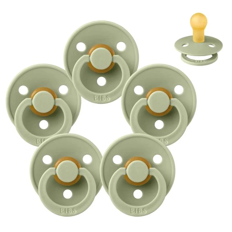 Bibs Round Colour Pacifier - bundle - 5 pcs. - sz. 1 - Sage