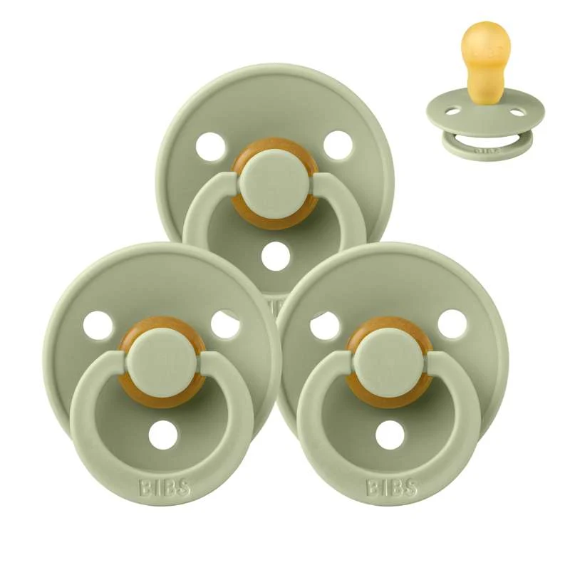 Bibs Round Colour Pacifier - bundle - 3 pcs. - sz. 3 - Sage