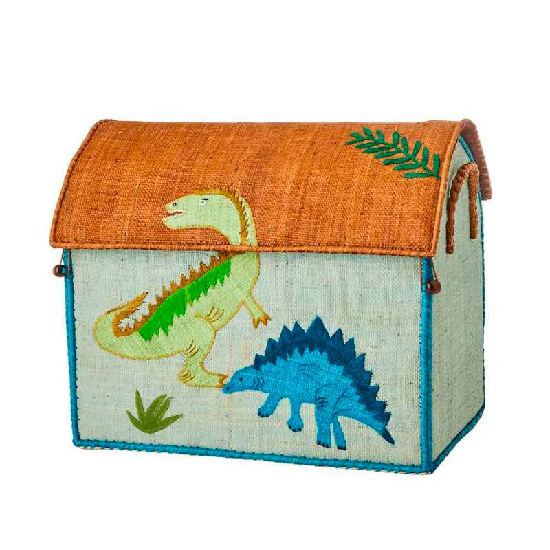RICE Raffia Förvaringshus - Dinosaurus - Mellan