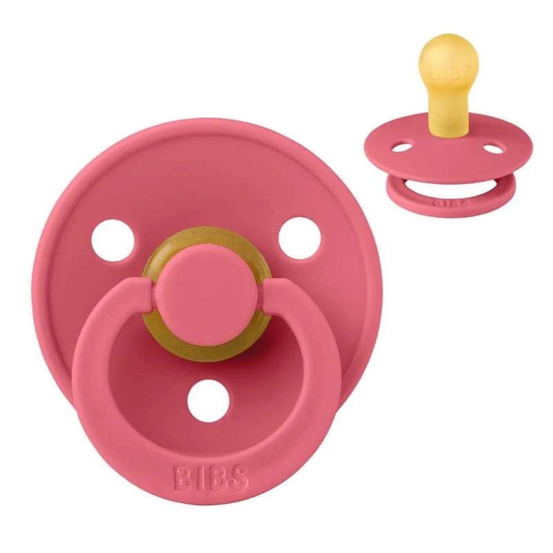 Bibs Round Colour Pacifier - sz. 1 - natural rubber - Coral