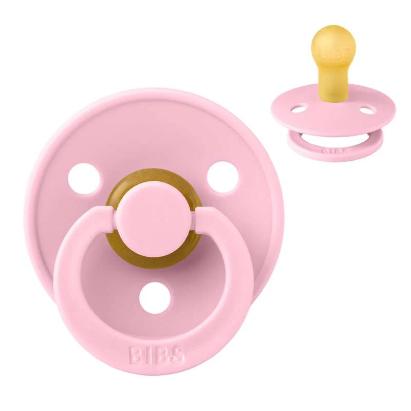 Bibs Rund Colour Napp - strl. 1 - naturgummi - Baby Pink
