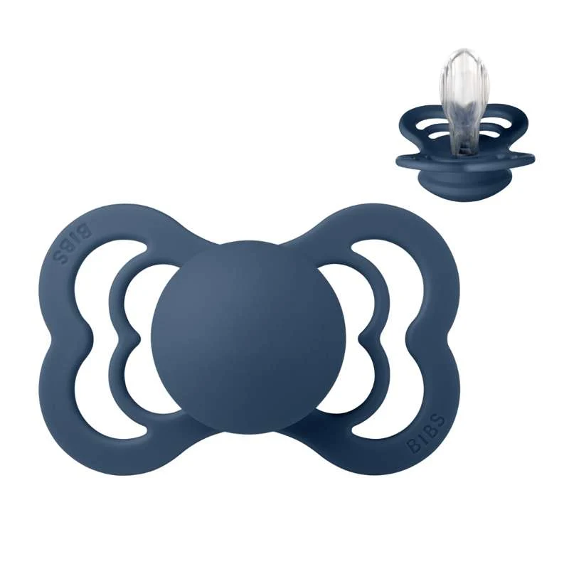 BIBS Symmetrical Supreme Pacifier - Str. 2 - Silicone - Steel Blue