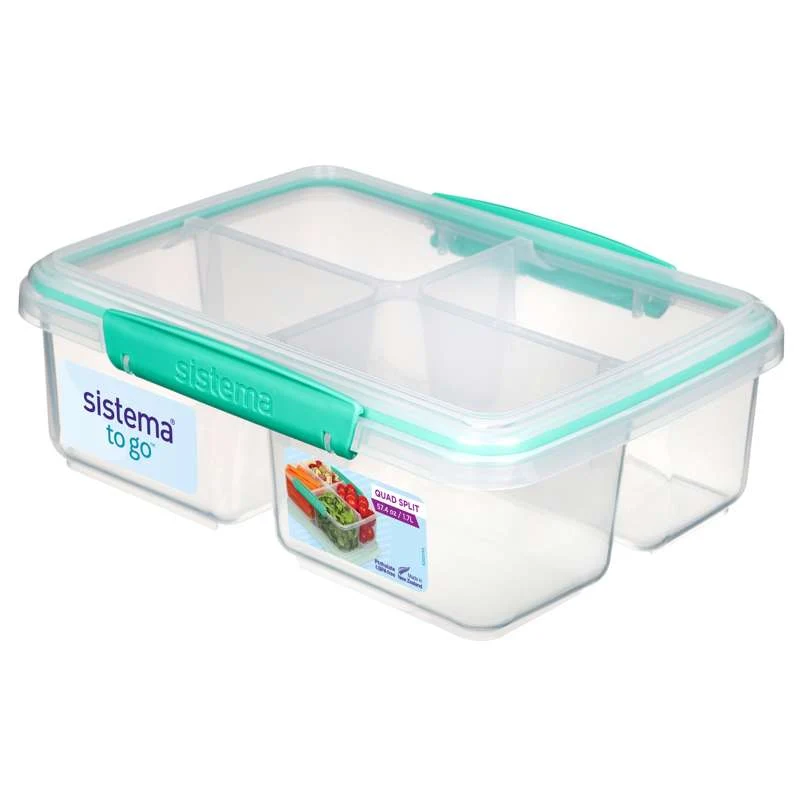 Sistema Matförvaring - Klipp Det - Quad Split - 1.74L - Klar/Minty Teal
