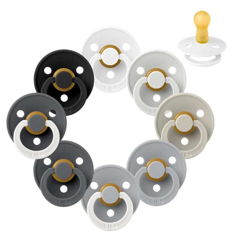 Bibs Round Colour Pacifier - bundle - 8 pcs. - sz. 2 - Rainy Day