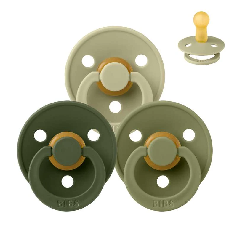 Bibs Round Colour Pacifier - bundle - 3 pcs. - sz. 2 - Soft Moss