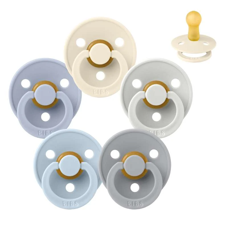 Bibs Round Colour Pacifier - bundle - 5 pcs. - sz. 2 - Soft and Clear