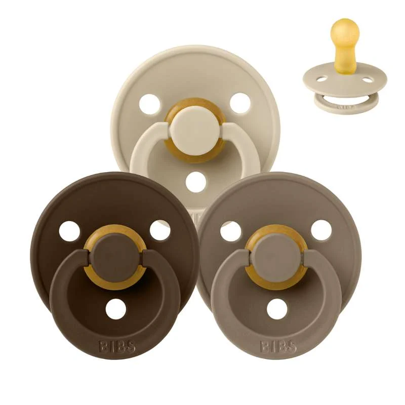 Bibs Round Colour Pacifier - bundle - 3 pcs. - sz. 2 - 50 Shades of Coffee