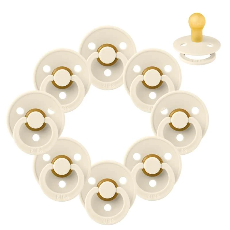 Bibs Round Colour Pacifier - bundle - 8 pcs. - sz. 1 - Ivory