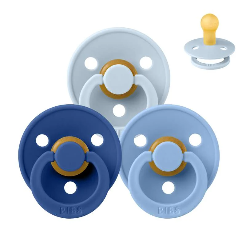 Bibs Round Colour Pacifier - bundle - 3 pcs. - sz. 1 - Blue Eyed Baby
