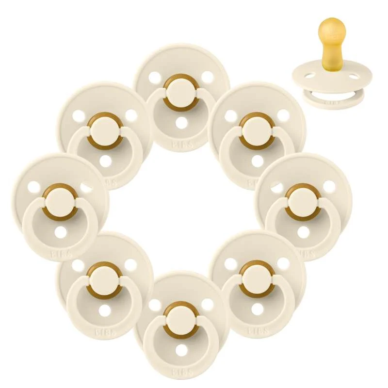 Bibs Round Colour Pacifier - bundle - 8 pcs. - sz. 2 - Ivory