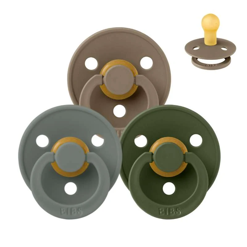 Bibs Round Colour Pacifier - bundle - 3 pcs. - sz. 1 - Forest Floor