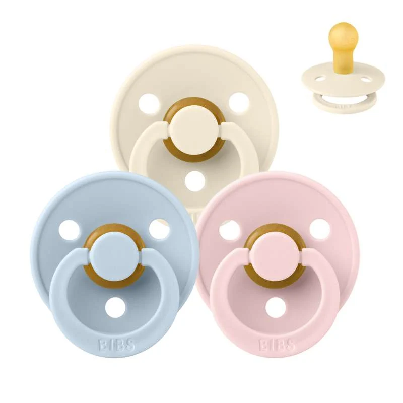 Bibs Round Colour Pacifier - bundle - 3 pcs. - sz. 1 - The Babyshower Collection