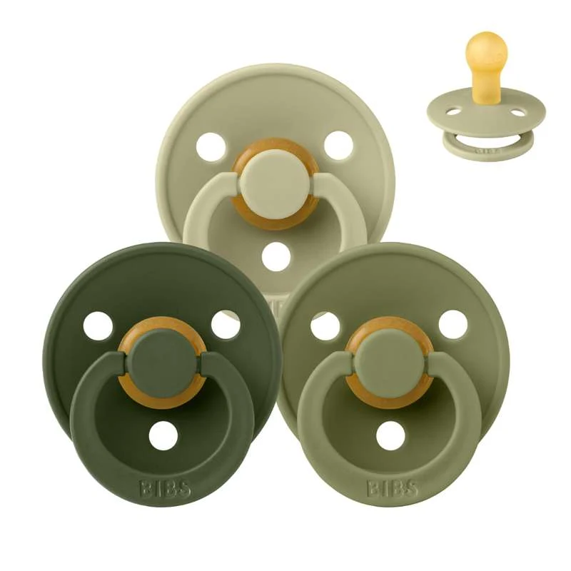 Bibs Round Colour Pacifier - bundle - 3 pcs. - sz. 1 - Soft Moss