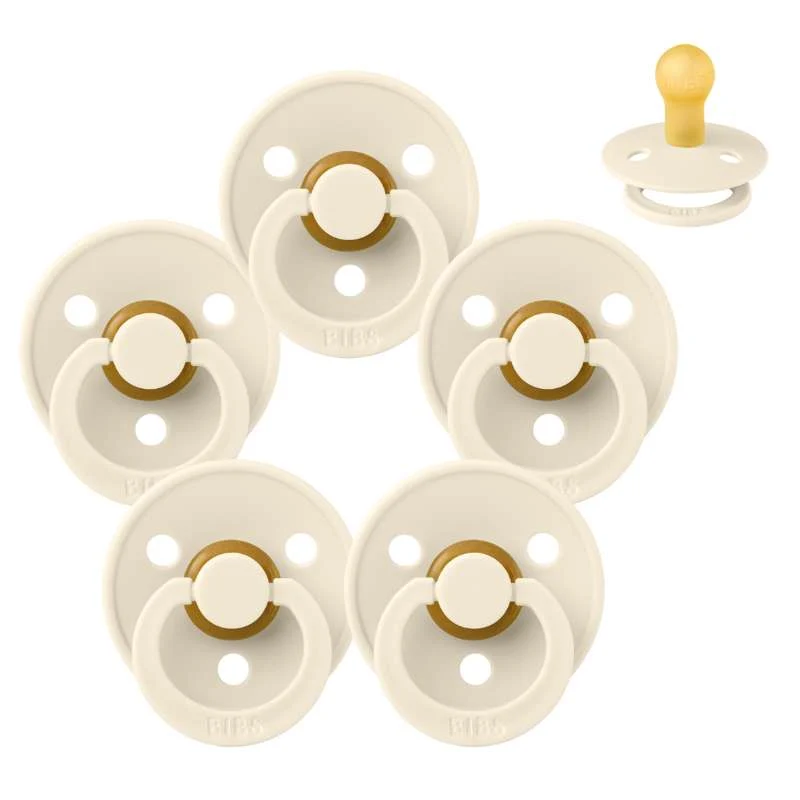 Bibs Round Colour Pacifier - bundle - 5 pcs. - sz. 1 - Ivory