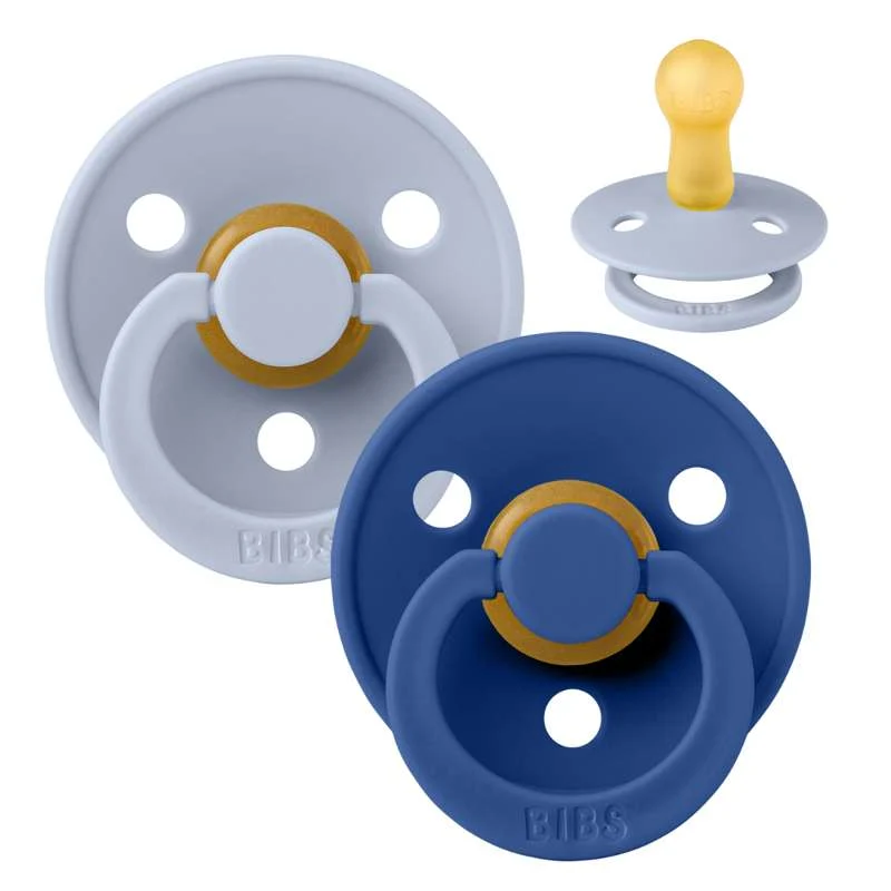 BIBS Rund Colour Sut - 2-Pak - Str. 2 - Naturgummi - Dusty Blue/Cornflower