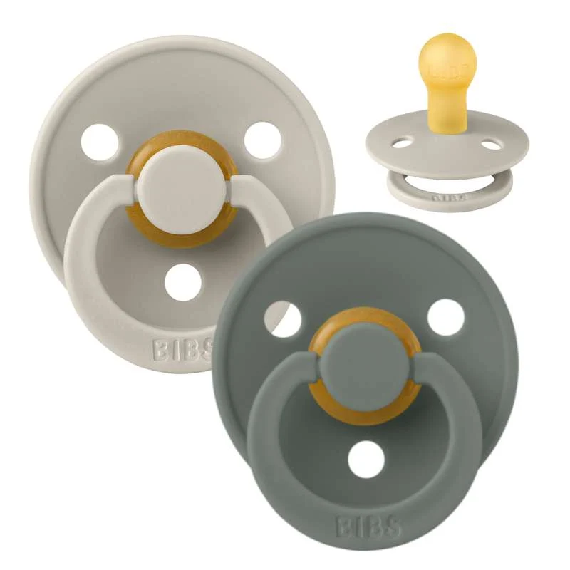 Bibs Rund Colour Napp - 2-Pack - strl. 1 - naturgummi - Sand/Furu