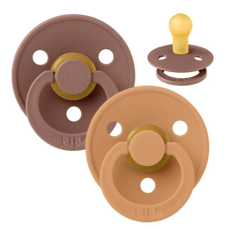 Bibs Round Colour Pacifier - 2-Pack - sz. 1 - natural rubber - Woodchuck/Pumpkin