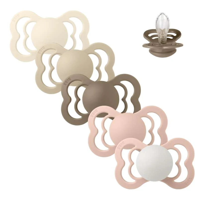 BIBS Symmetrical Supreme Pacifier - Multipack - 5 pcs. - Size 2 - Soft and Earthy