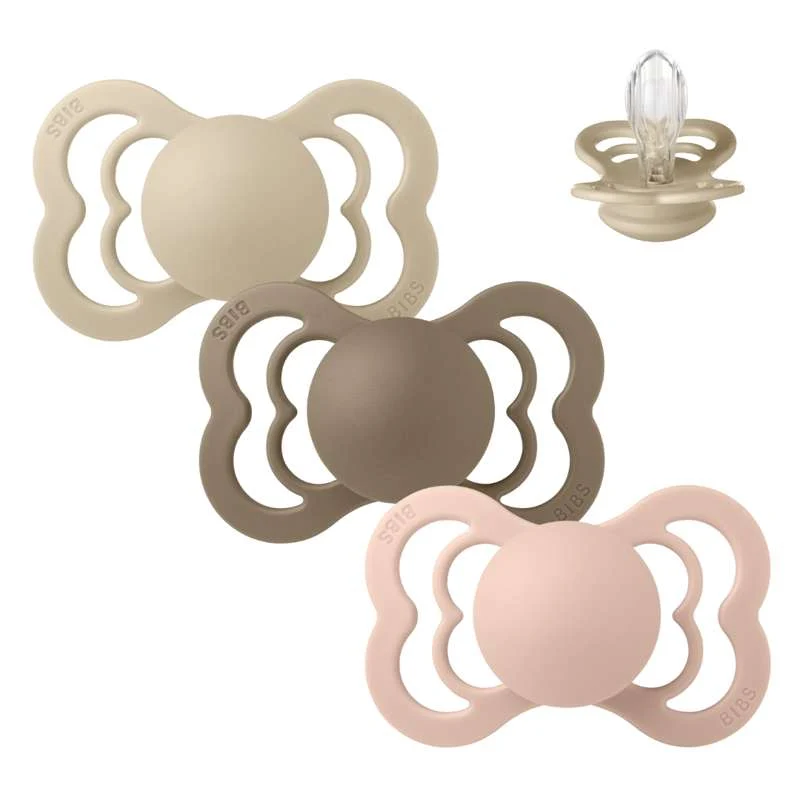 BIBS Symmetrical Supreme Pacifier - Multipack - 3 pcs. - Size 2 - Soft and Earthy