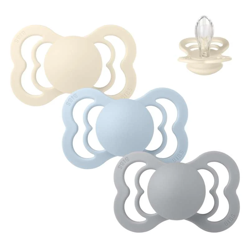 BIBS Symmetrisk Supreme Napp - Sampack - 3 st. - Str. 2 - Soft and Clear