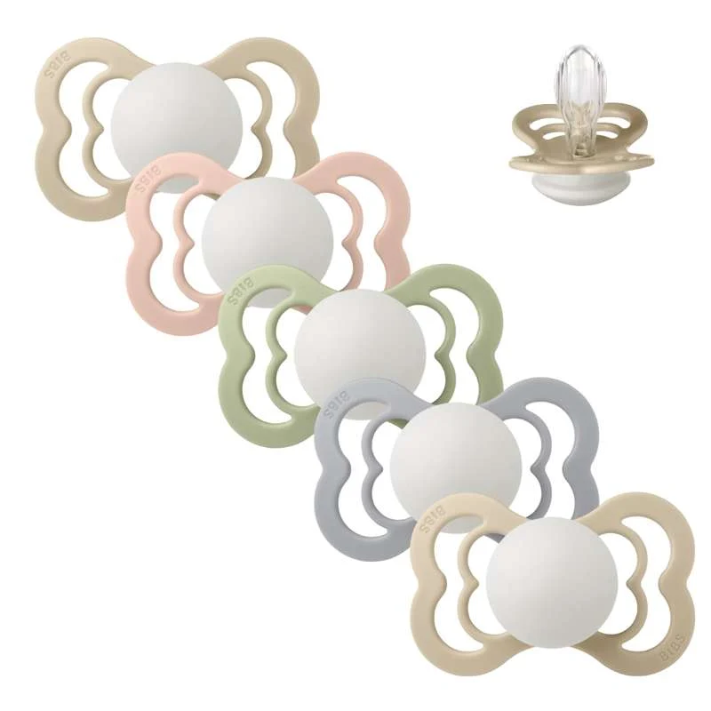 BIBS Symmetrical Supreme Pacifier - Multipack - 5 pcs. - Size 2 - Sleep Tight Little One - GLOW