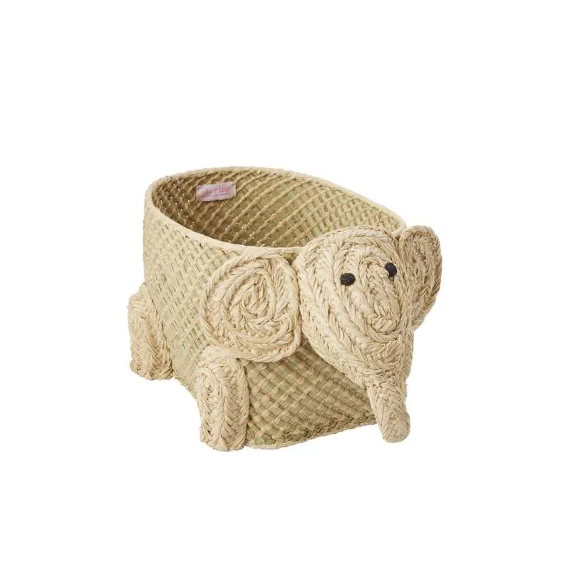 RICE Storage Basket - Jungle Animals - Small Elephant - Natural