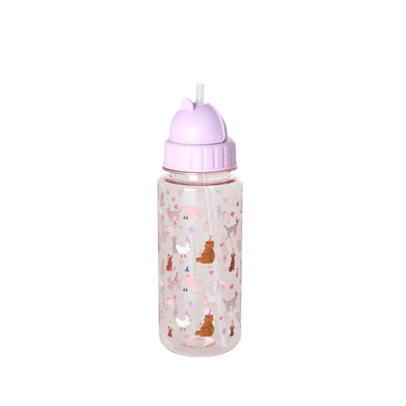 RICE Drickflaska med Sugrörsfunktion - Party Animal - 500 ml. - Rosa