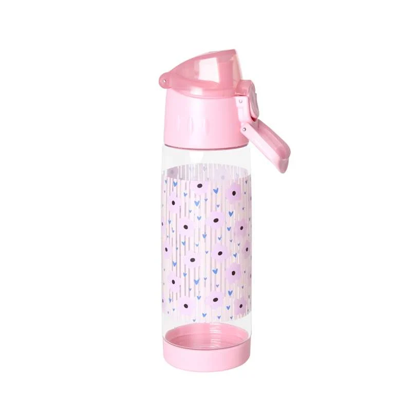 RICE Drickflaska med Sugrörsfunktion - Blomma - 500 ml. - Rosa