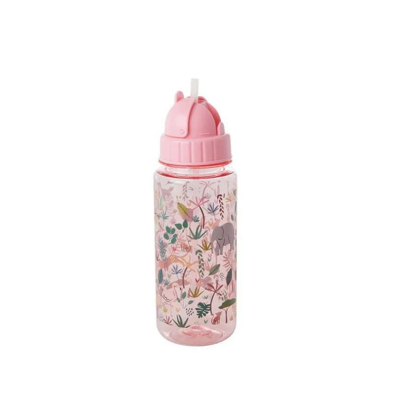 RICE Drickflaska med Sugrörsfunktion - Pink Jungle - 500 ml.