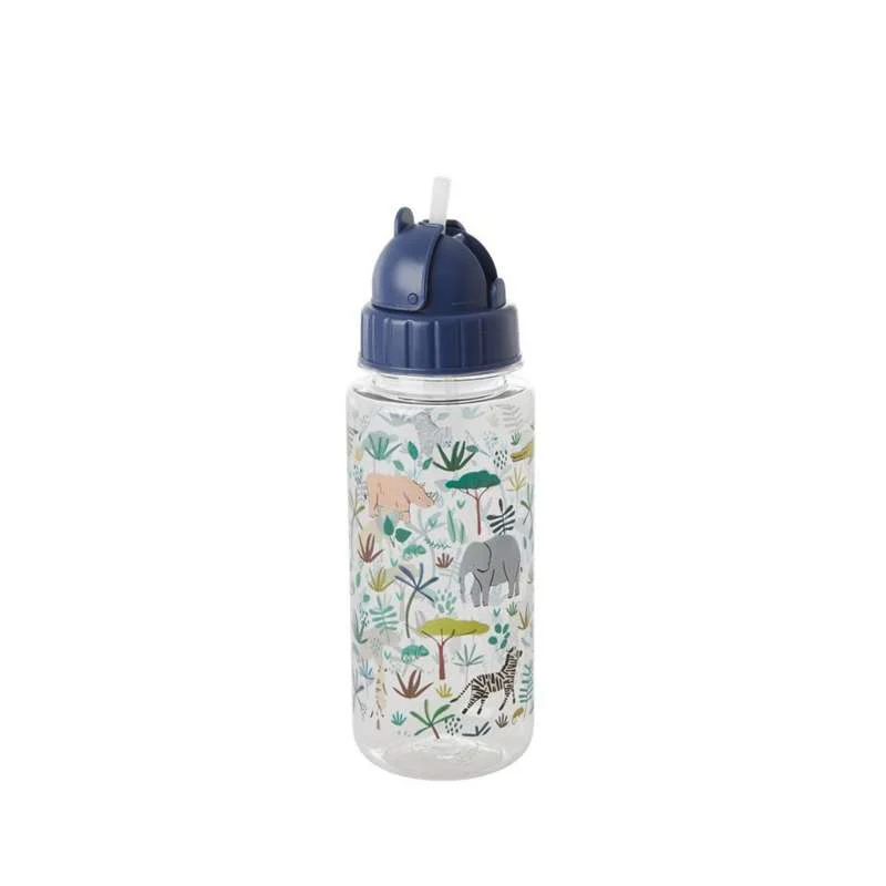 RICE Drinking bottle with straw function - Dusty Green Jungle - 500 ml.