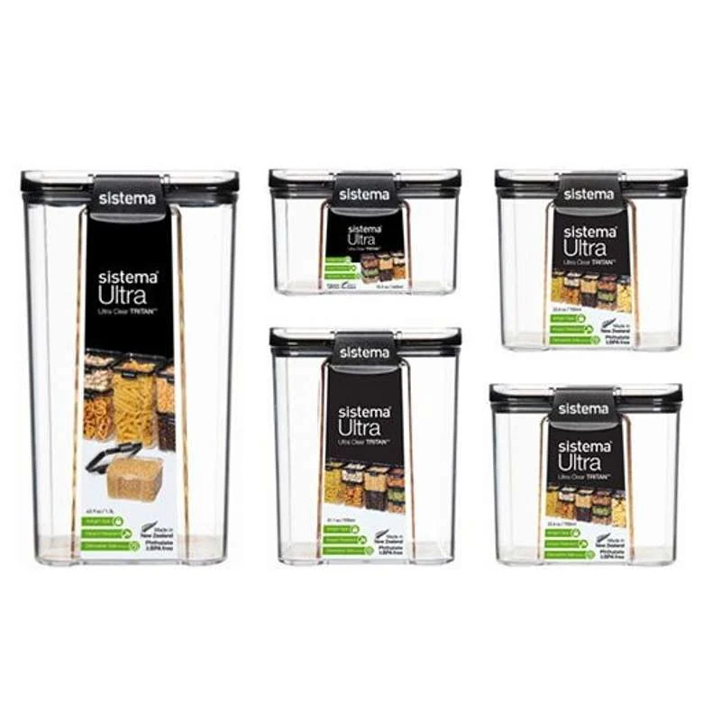 Sistema Matförvaring - Tritan Ultra - Fyrkantig - 5-Pack - Svart