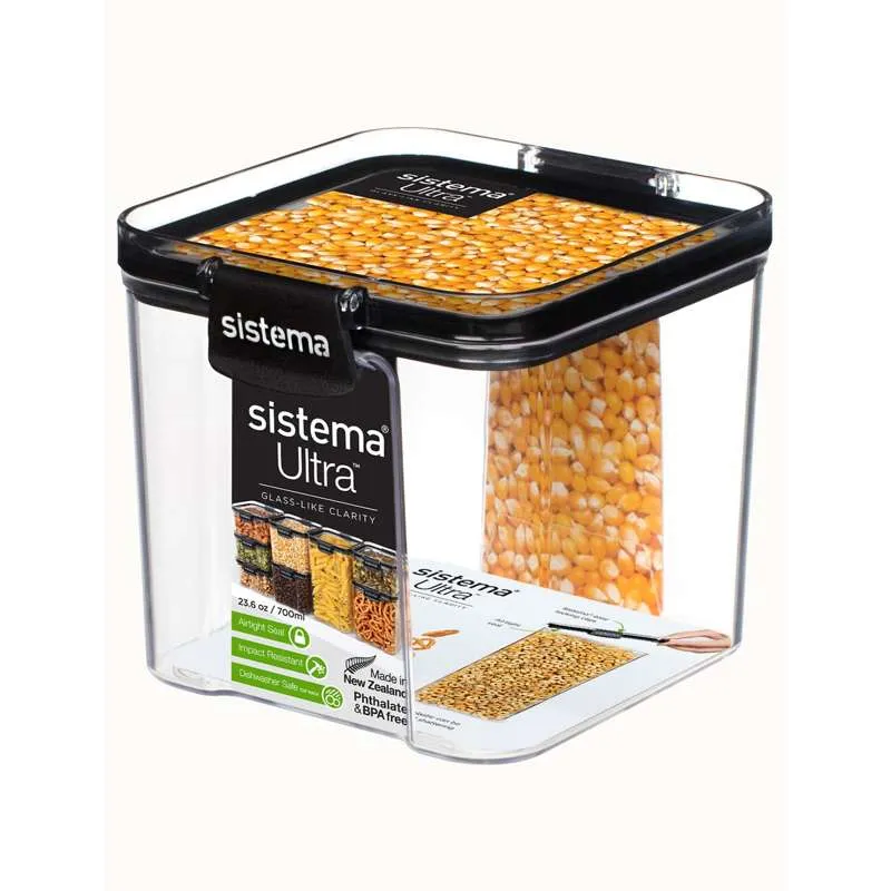 Sistema Matförvaring - Tritan Ultra - Fyrkantig - 700ml - Svart