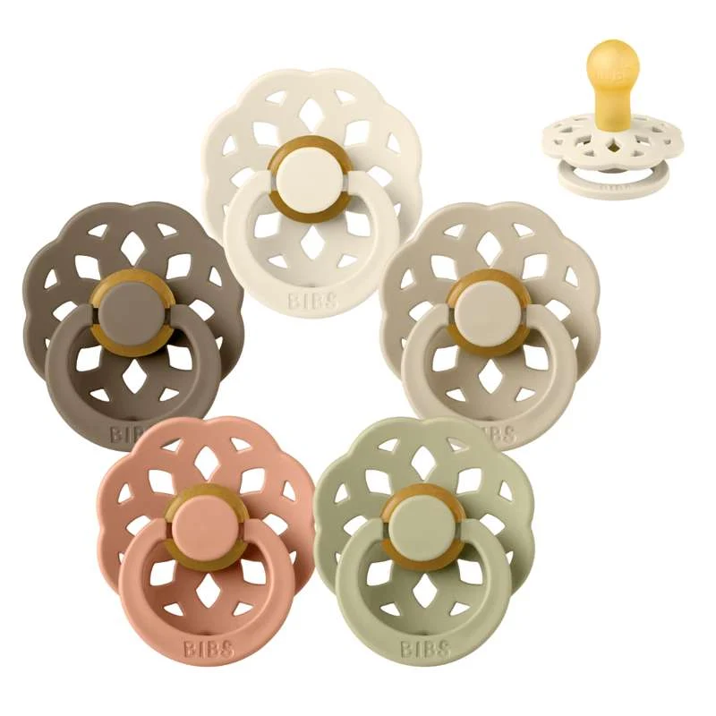 BIBS Round Boheme Pacifier - bundle - 5 pcs. - sz. 1 - Soft Autumn