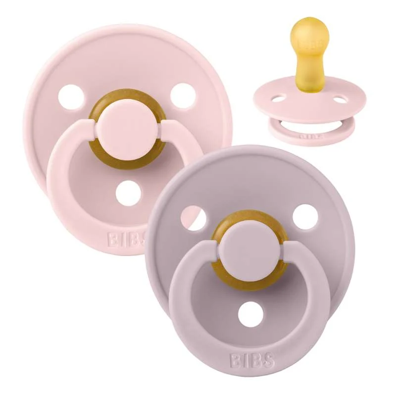 Bibs Rund Colour Napp - 2-Pack - strl. 2 - naturgummi - Blossom/Dämpad lila