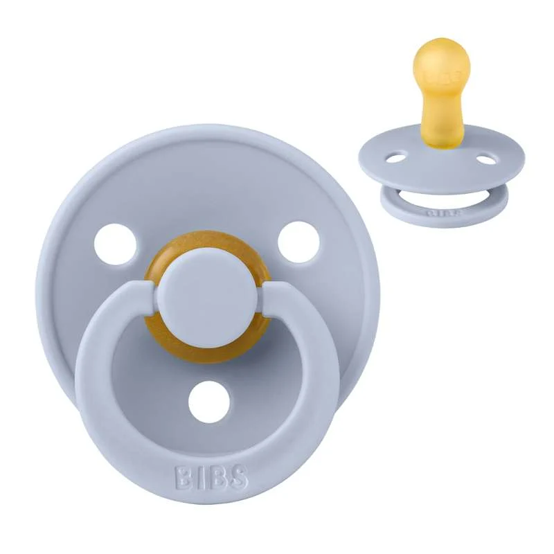 Bibs Round Colour Pacifier - sz. 2 - natural rubber - Dusty Blue