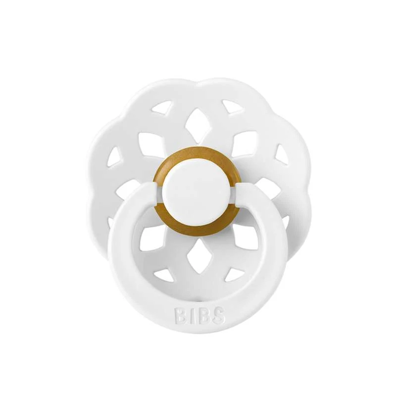 BIBS Round Boheme Pacifier - Size 2 - Natural Rubber - White