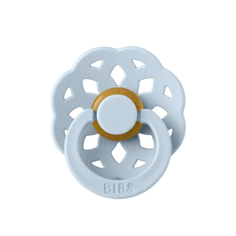 BIBS Round Boheme Pacifier - Str. 2 - Natural Rubber - Baby Blue