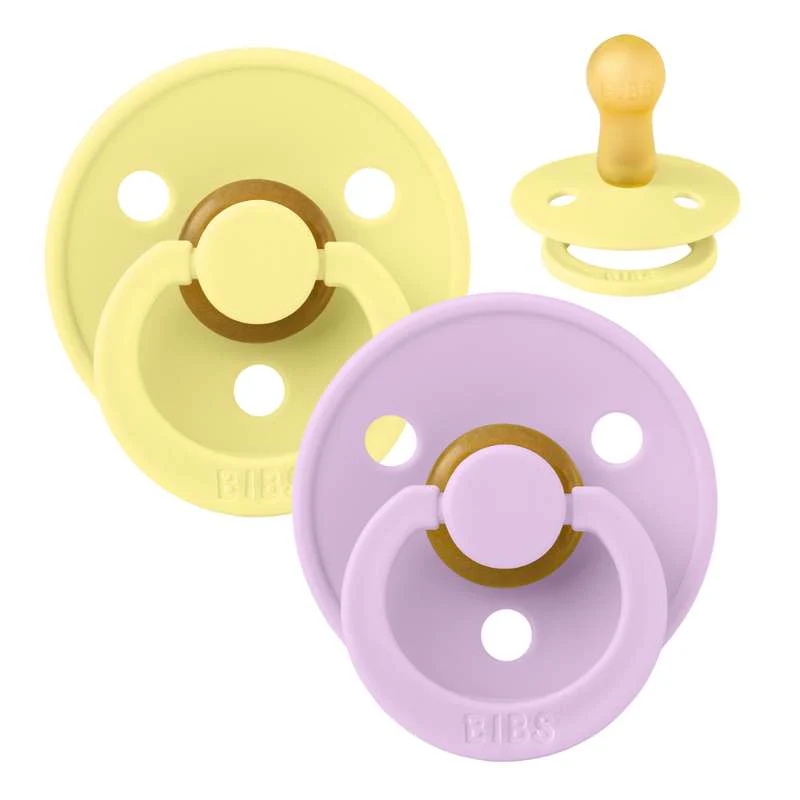 Bibs Rund Colour Napp - 2-Pack - strl. 2 - naturgummi - Sunshine/Violet Sky