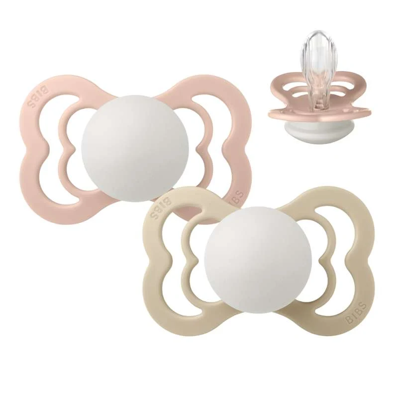 BIBS Symmetrisk Supreme Sut - 2-Pak - Str. 2 - Silikone - GLOW - Blush/Vanilla