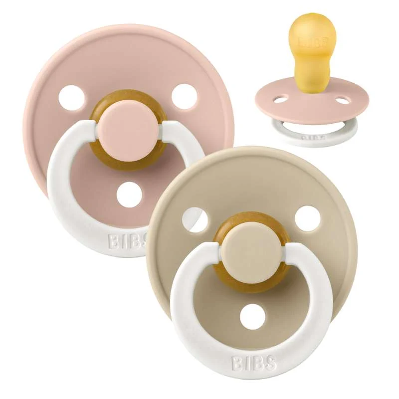 Bibs Round Colour Pacifier - 2-Pack - sz. 3 - natural rubber - GLOW - Blush/Vanilla