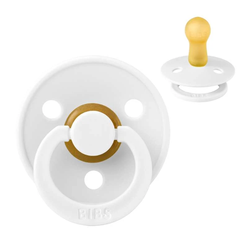 Bibs Round Colour Pacifier - sz. 2 - natural rubber - Hvid