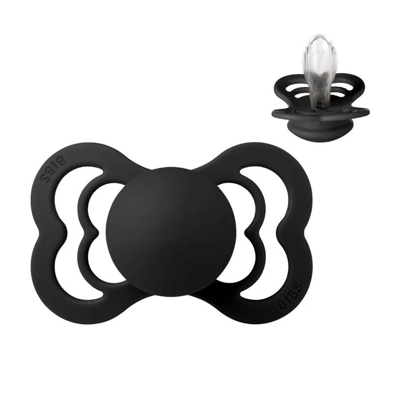 BIBS Symmetrical Supreme Pacifier - Size 2 - Silicone - Black