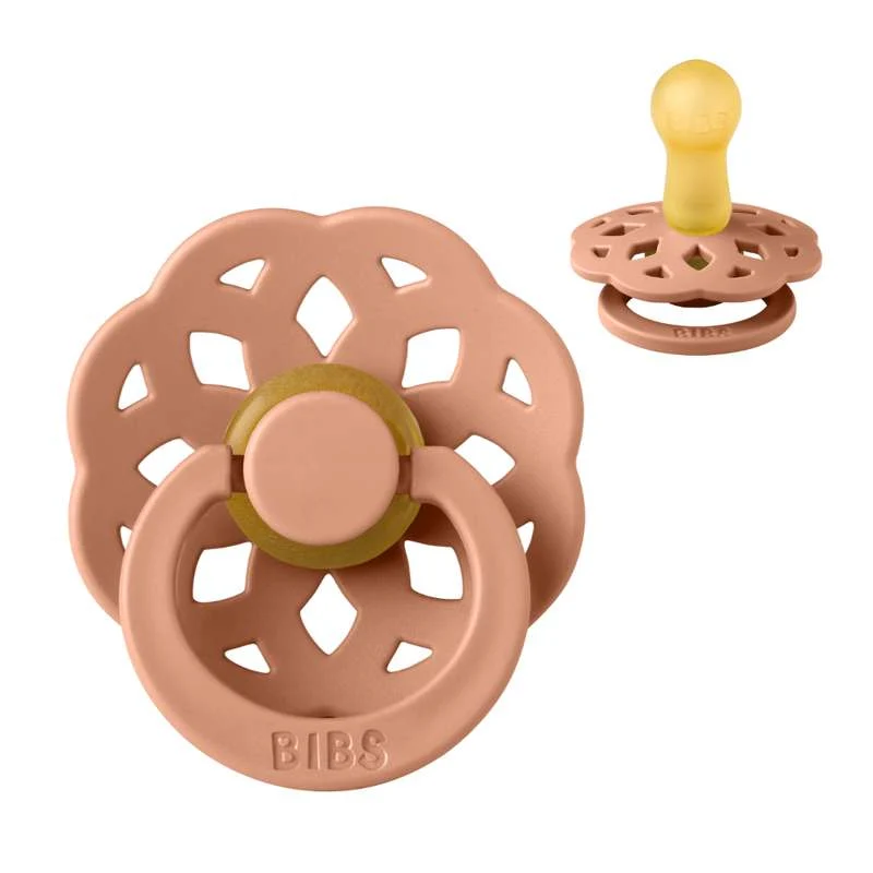 BIBS Round Boheme Pacifier - Size 2 - Natural Rubber - Peach