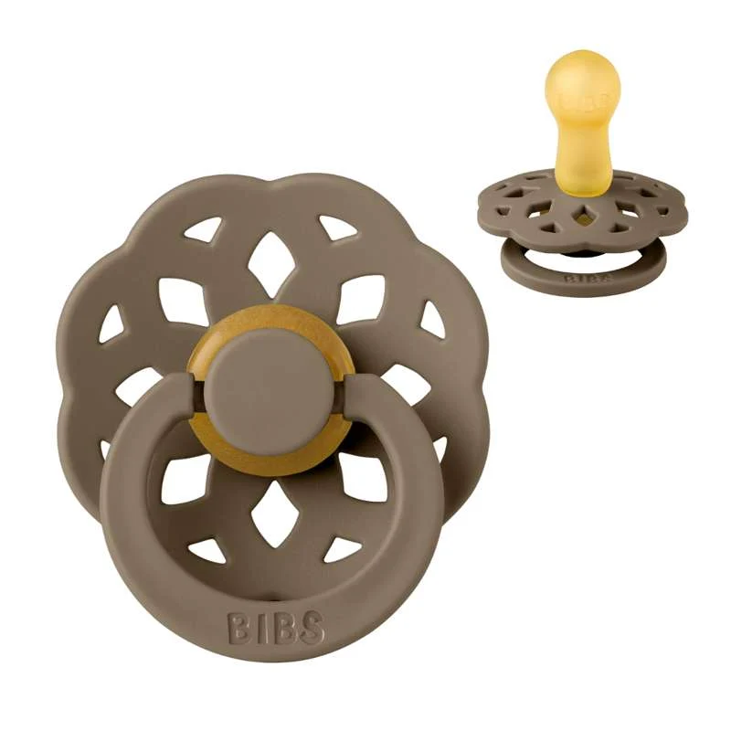 BIBS Round Boheme Pacifier - Str. 2 - Natural Rubber - Dark Oak