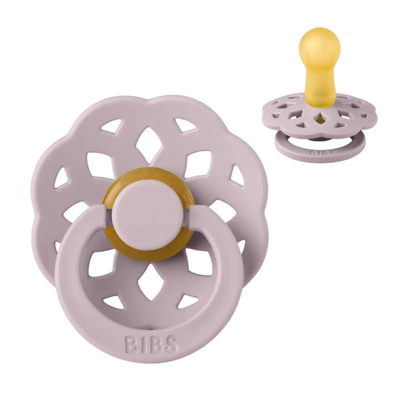 BIBS Round Boheme Pacifier - Size 2 - Natural Rubber - Dusky Lilac