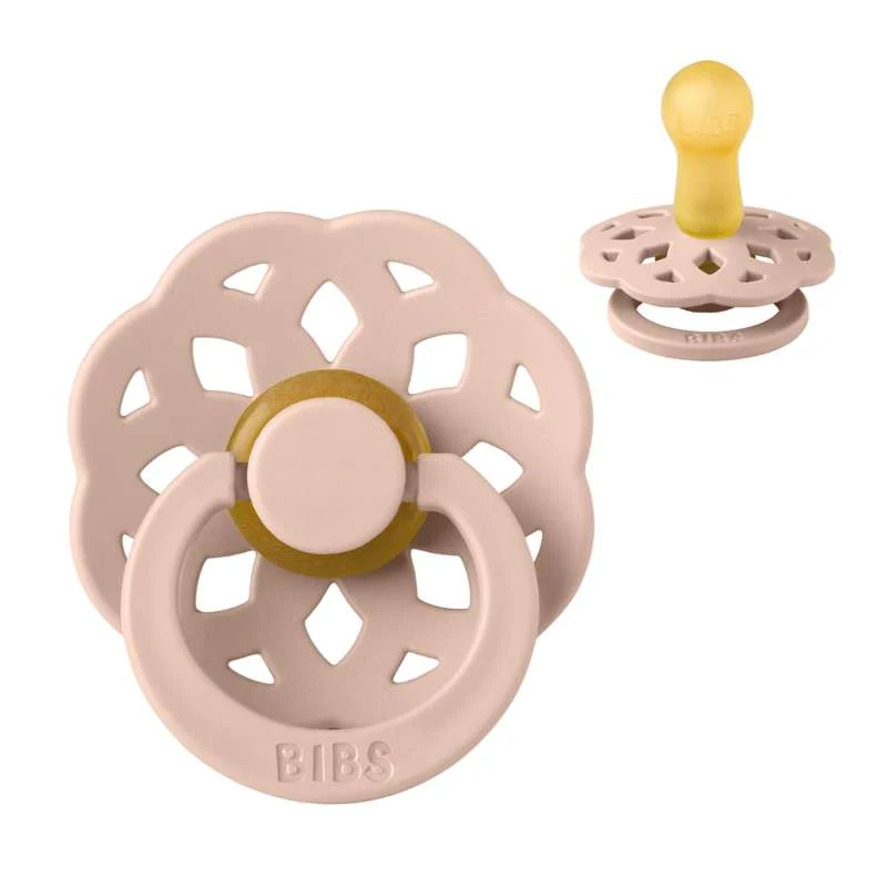 BIBS Round Boheme Pacifier - Size 2 - Natural Rubber - Blush