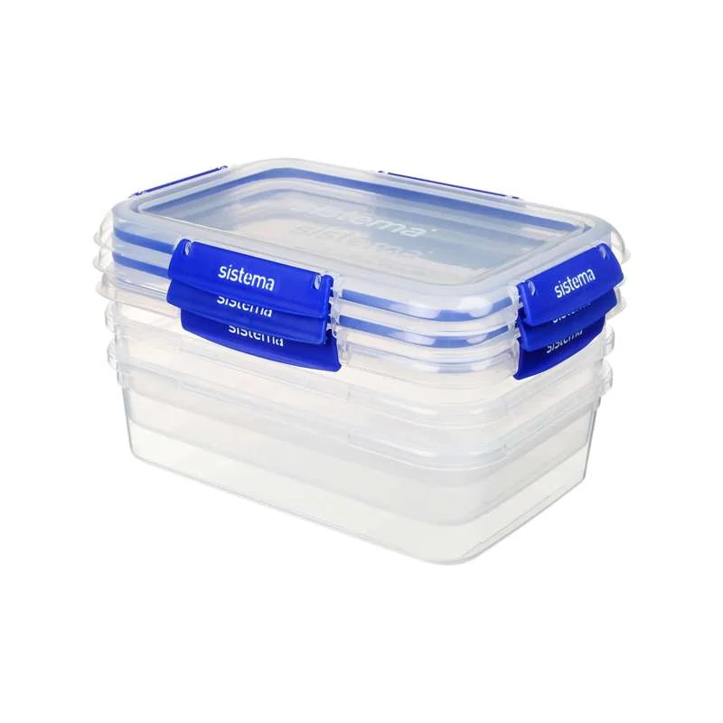 Sistema Matförvaring - Klip It Plus - Rektangel - 3-Pack - 2.2L - Blå