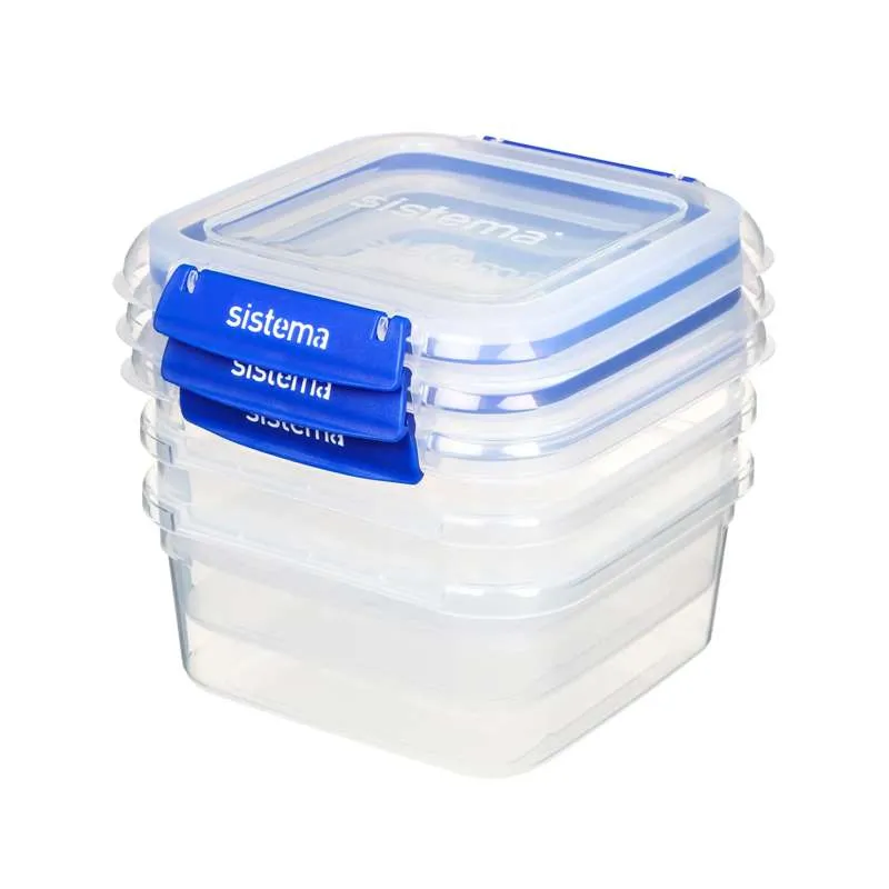 Sistema Matförvaring - Klip It Plus - Fyrkantig - 3-Pack - 1.15L - Blå