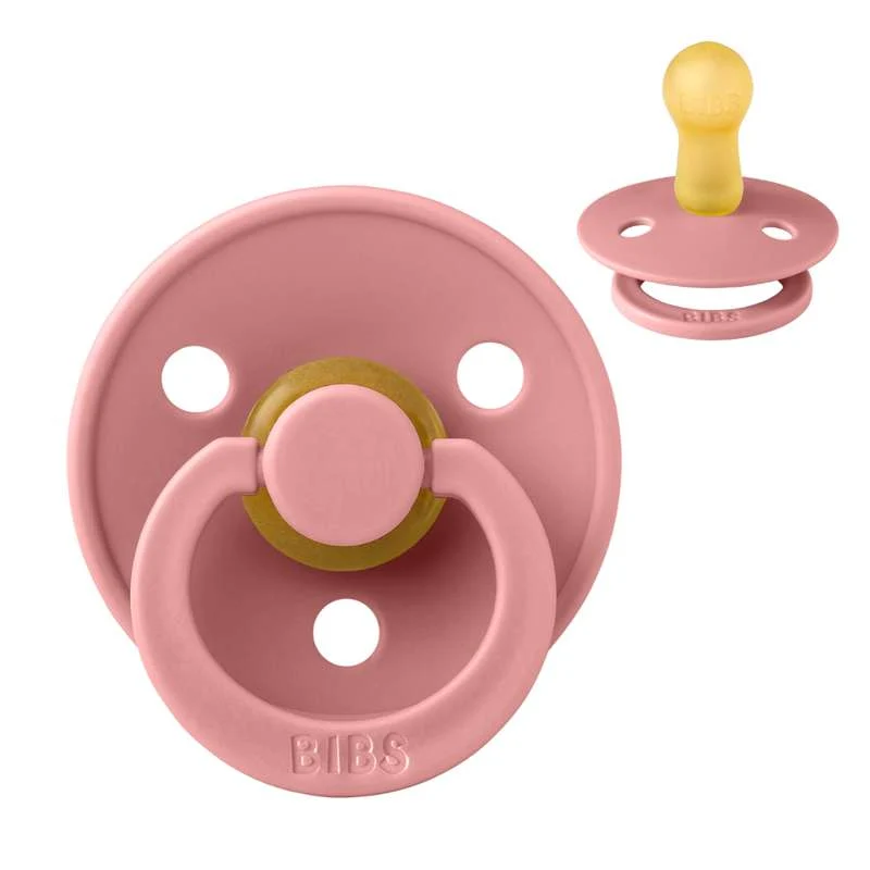 Bibs Rund Colour Napp - strl. 2 - naturgummi - Dammig Rosa