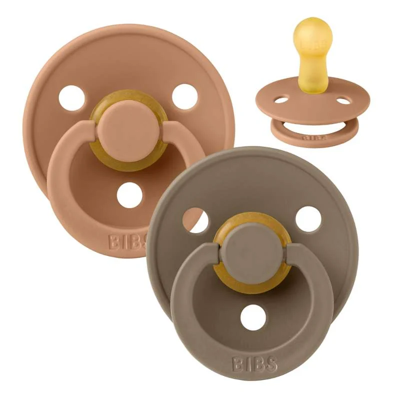 Bibs Rund Colour Napp - 2-Pack - strl. 2 - naturgummi - Jord/Mörk Ek